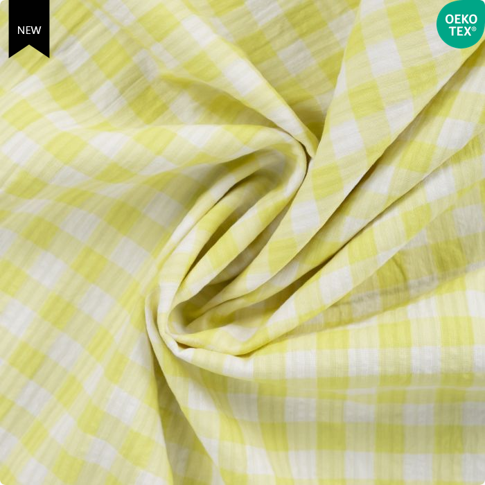 Seersucker geel geruit - Qjutie & the Qjutest